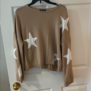 SHEIN Tan Sweater with White Stars